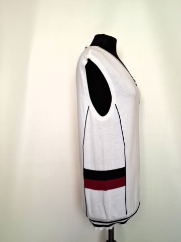Vestă retro tricot fin Antony Moratto – alb cu dungi bleumarin - Img 2