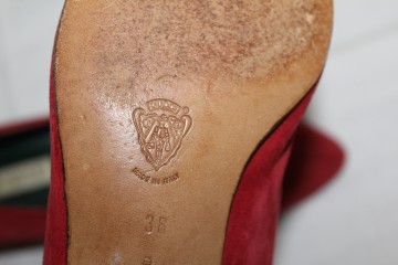 Balerini roșii Gucci anii ’80 – piele întoarsă vintage, design italian - Img 8
