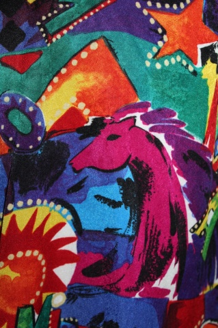 Bluză multicoloră cu print geometric – anii ’90, croială lejeră - Img 5