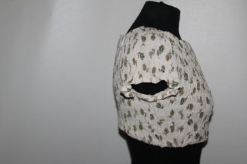Bustieră vintage creponată cu print floral kaki – anii ’90 - Img 3