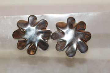 Cercei vintage floare argintie anii '70