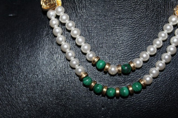 Colier perle si malahit anii '50