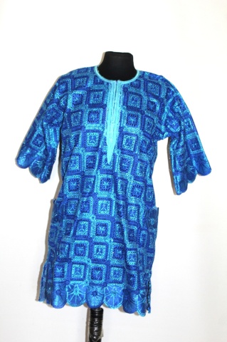 Costum etnic albastru imperial – stil indian, set tunică și pantaloni - Img 2