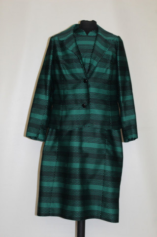 Deux pièces vintage verde cu negru – set rochie & jachetă, anii ’60