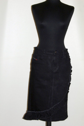 Fustă denim negru Diesel – volane cu aer retro casual
