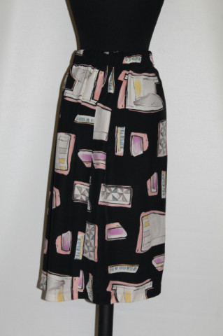 Fustă retro cu print abstract roz – vintage anii ’80 - Img 3
