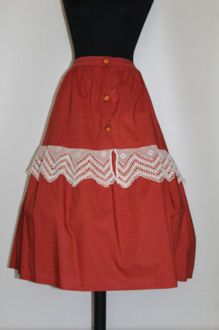 Fustă vintage cărămizie cu dantelă – anii ’50