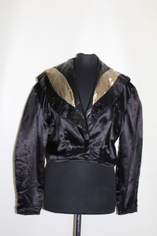 Jachetă retro Bitchic Khan Paris din satin și piele artificială – anii ’80