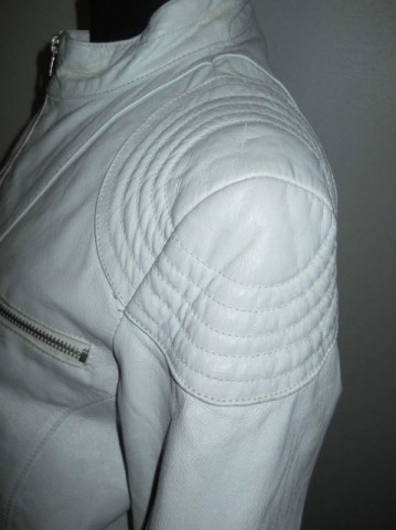Jacheta retro din piele naturala alba anii '90