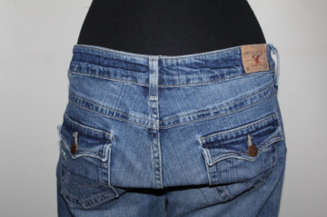 Jeans American Eagle – denim albastru prespălat, talie joasă - Img 4