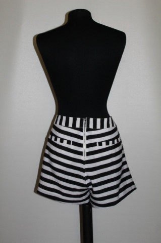 Pantaloni scurți dungi repro anii ’50 – chiffon alb cu negru - Img 5