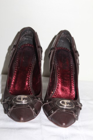 Pantofi maro Just Cavalli – piele naturală cu cataramă logo, vintage designer