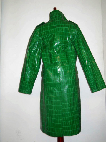 Pardesiu verde iarba stamp crocodil repro anii '70