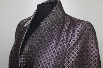 Pardesiu vintage din brocart cu model geometric – repro anii ’70 - Img 5