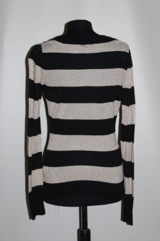 Pulover retro cu dungi negre și aurii – repro anii ’70, look nautic  - Img 3