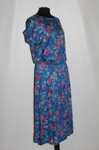 Rochie albastră print floral anii 70