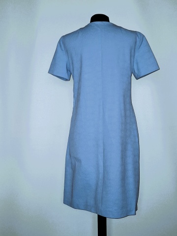 Rochie creponată bleu anii ’60‑’70 – midi vintage - Img 3