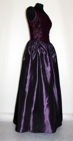 Rochie de gala vintage violet cu bust din dantela anii '80