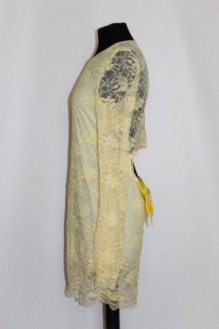 Rochie de ocazie din dantela galben confetti anii '90