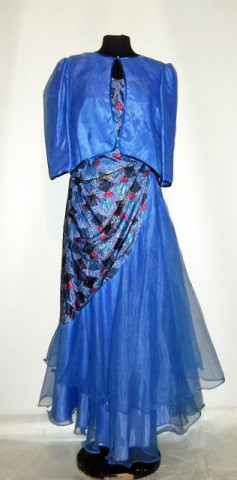 Rochie de seara din organza albastra anii '80