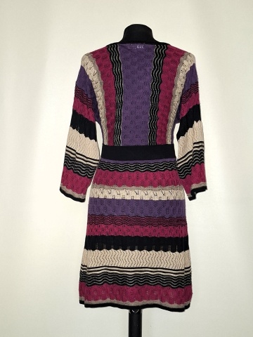 Rochie din tricot dantelat repro anii ’70 – mini retro violet & bej - Img 3