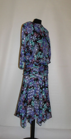 Rochie din voal floral albastru și verde – retro anii ’80 - Img 4