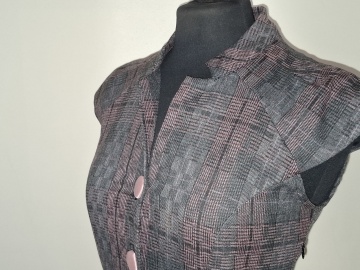 Rochie Laura Cool repro anii 50, carouri roz și verde închis - Img 6