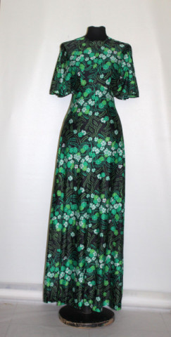 Rochie maxi flori verzi anii 70