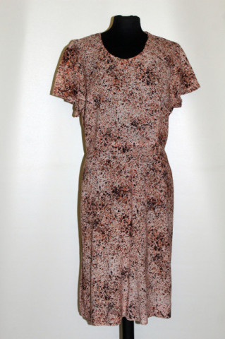 Rochie picățele anii ’60-’70 – buline bej și maro, vintage autentică