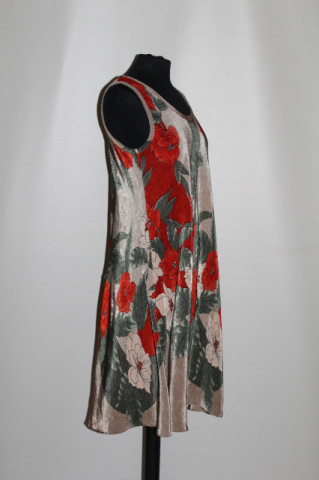 Rochie plisată cu print floral verde și cărămiziu – anii ’90 - Img 4