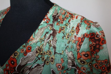 Rochie print floral pe fond verde anii '40