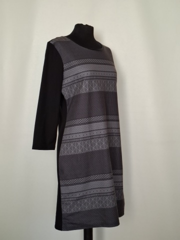Rochie print geometric gri repro anii 70 - Img 4
