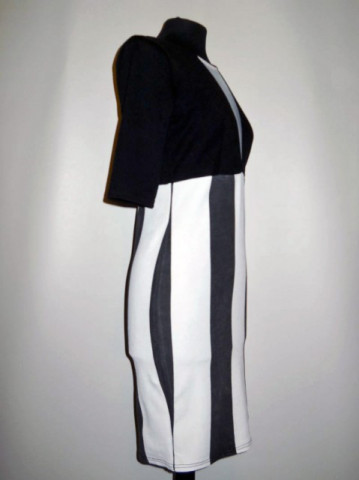 Rochie retro dungi verticale bleumarin anii '80