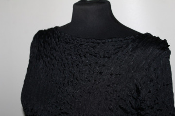 Rochie retro gofrată anii ’90 – negru, textură elastică - Img 6