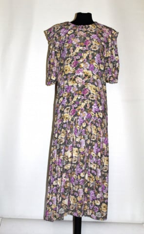 Rochie retro Maggy London din rayon cu print floral – anii ’80