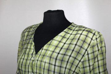 Rochie retro Zabaione din viscose și acetat – carouri verde‑acid și negru, anii ’90 - Img 5