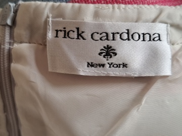 Rochie Rick Cardona repro anii 70, dungi gri, bleu și roz - Img 7