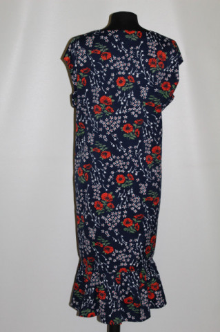 Rochie vintage bleumarin cu flori roșii – anii ’70 - Img 4