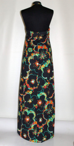 Rochie vintage cu spatele gol – print floral multicolor, anii ’70 - Img 3