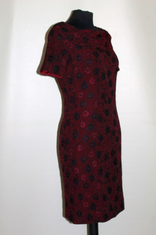 Rochie vintage de ocazie din brocart vișiniu – anii ’60 - Img 5