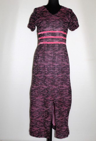 Rochie vintage de ocazie roz și negru anii ’60 – voal și catifea de mătase - Img 3
