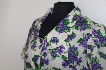 Rochie vintage din lână cu flori violet – anii ’60, realizată manual - Img 6