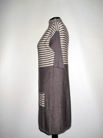Rochie vintage din tricot gri cu dungi anii '70
