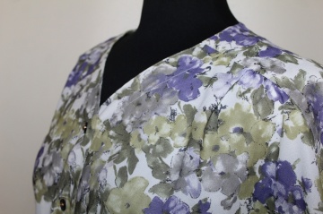 Rochie vintage florală violet-verde Schneberger – anii ’70, croială lejeră - Img 6