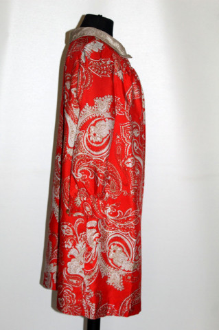 Rochie vintage paisley roșie din mătase artificială – anii ’60 - Img 2