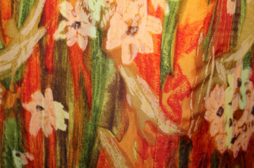 Rochie vintage print floral pictural portocaliu cu verde – anii ’60 - Img 6