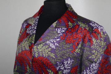 Rochie vintage print vegetal cărămiziu cu violet și oliv – anii ’70 - Img 6
