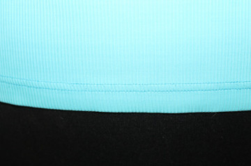 Tricou turcoaz anii ’70 – poliester elastic cu dungi în relief - Img 5