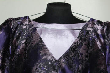 Tunică brocart violet cu model abstract – vintage anii ’70 - Img 3