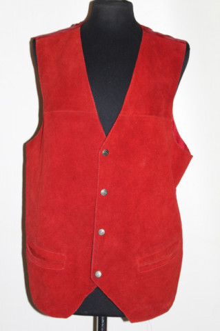Vestă retro Mantoni – piele întoarsă roșie, anii ’80